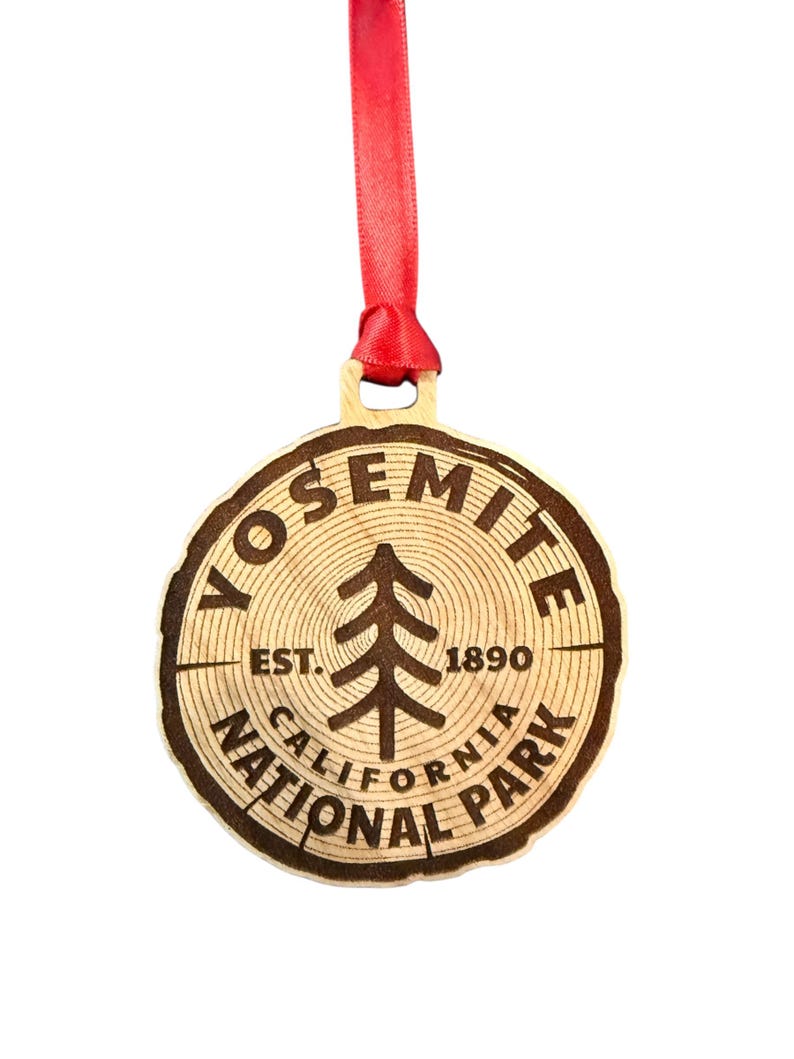 Yosemite National Park Wood Ornament 3" – Solid Cherry Christmas Ornament – California Souvenir – Laser Cut Rustic Park Decor – Made in USA image 7