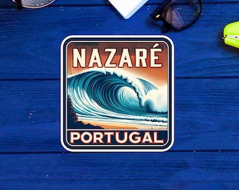 Nazaré Portugal Pegatina 2.5" a 4" Calcomanía de recuerdo Interior Exterior Surf Surf Surfer