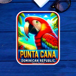 Punta Cana Sticker Decal Vinyl Tropical 2.9&quot; X 3.5&quot; Macaw Souvenir Gift