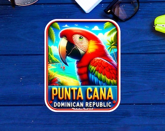 Punta Cana Aufkleber Vinyl Tropisch 2,9 "X 3,5" Ara Souvenir Geschenk