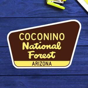 Cartello Coconino National Forest Arizona 3,75" x 2,5" in vinile per parchi