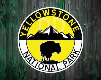 Yellowstone National Park Vinyl Decal Sticker 2.9" Wyoming Mountains Buffalo