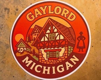 Gaylord Michigan Sticker Vinyl Decal Vintage Style Car Souvenir MI
