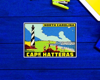 Sticker Cape Hatteras North Carolina Lighthouse Outer Banks OBX 4 x 2,6 inch