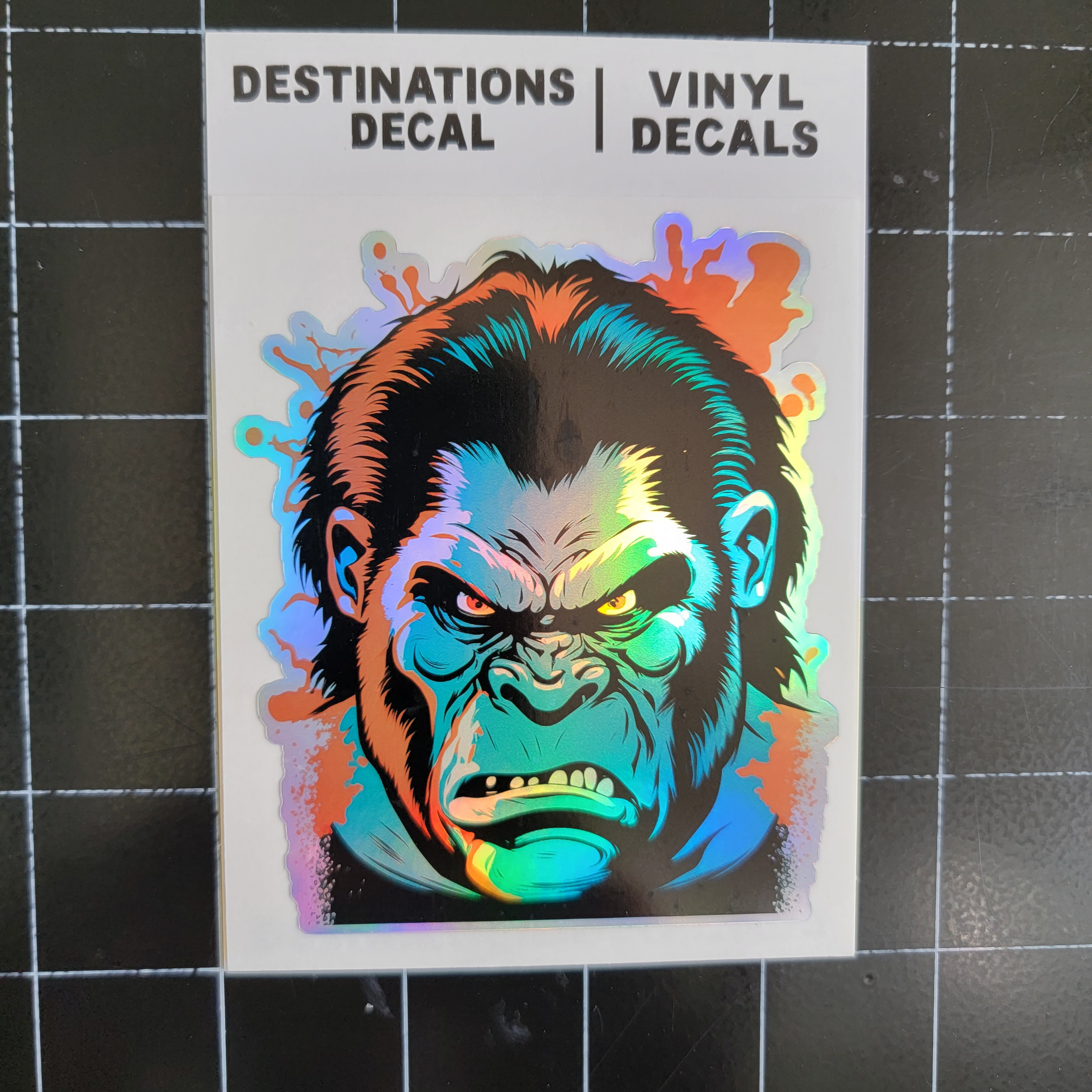 Gorilla Angry Ape Holographic Decal Sticker Mad 3.8
