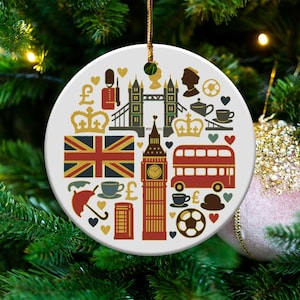 London Icons Ornament, UK Souvenir Keepsake, British Themed Hanging, London Bridge Big Ben Decoration, United Kingdom Gift