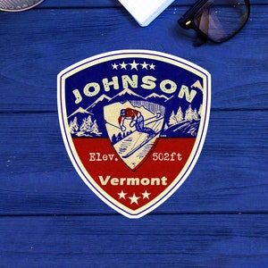 Johnson Vermont Skiing Sticker Ski Decal 3.25&quot;