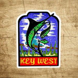 KEY WEST FLORIDA Vinyl Decal Sticker Vintage Style 2 7/8&quot; x 3 5/8&quot;