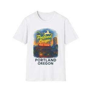 Portland Oregon Softstyle T-Shirt, lässiges T-Shirt, Reise-Souvenir-Shirt - Unisex-Kleidung, trendiges Top, bequemes T-Shirt, Urlaubs-Shirt, Geschenk Bild 2
