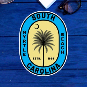 Myrtle Beach South Carolina Beach Sticker 3,9&quot; sticker vinyl binnen of buiten SC