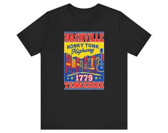 Camiseta Honky Tonk de Nashville, Camiseta unisex para amantes de la música, Ideal para conciertos de música country, Ropa de recuerdo, Regalo para fanáticos de Nashville