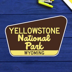 Stickersticker Yellowstone National Park, Wyoming, 3,75" vinyl, binnen of buiten
