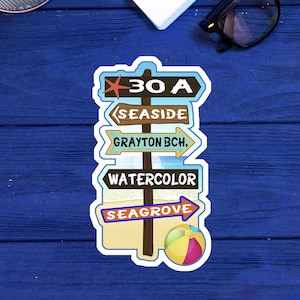 30 A FLORIDA Seaside Watercolor Grayton Beach DECAL STICKER 3.75&quot; 30A