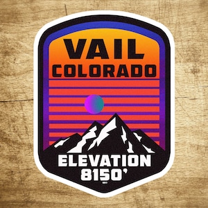 Adesivo de vinil para esqui Vail Colorado 2,75&quot; x 3,75&quot;