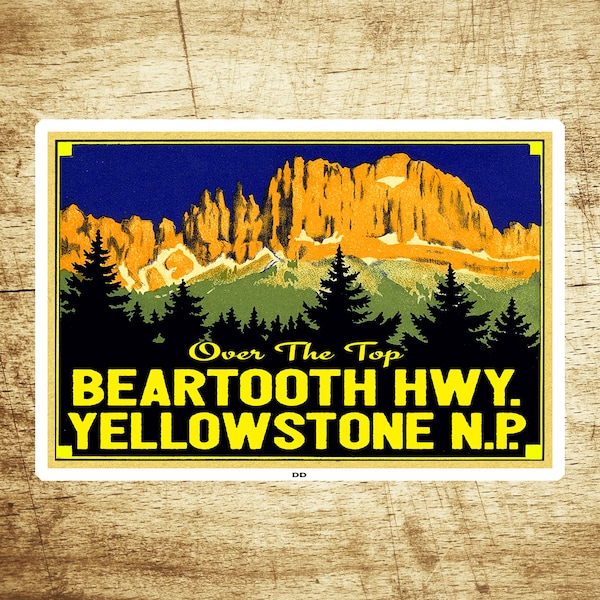 Yellowstone National Park Decal Sticker 3.75" x 2.55" Beartooth Highway