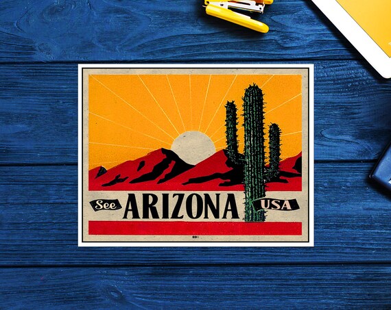 Arizona Sticker USA State Decal For Wall, Laptop, Cell, Truck Sticker For Windows, Cars, Trucks 5" Inch