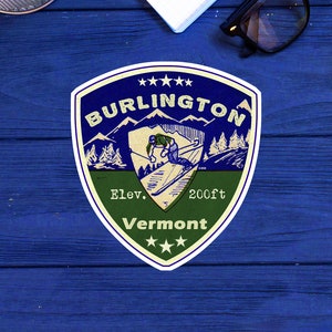 Burlington Vermont Skiing Sticker Ski Decal 3.25&quot;