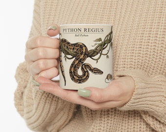 Taza de café con forma de serpiente pitón bola: recuerdo científico de cerámica (325 g o 435 g)