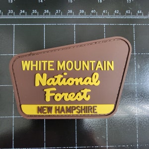 White Mountain National Forest Patch Tactical Rubber 3.75&quot; x 2.5&quot; Morale New Hampshire Hook And Loop Sew On Patches Made In America Gift NH