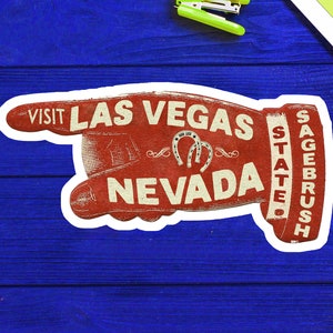 Las Vegas Nevada Decal Sticker 3.75&quot; Vintage Hand Sagebrush State Hoover Dam