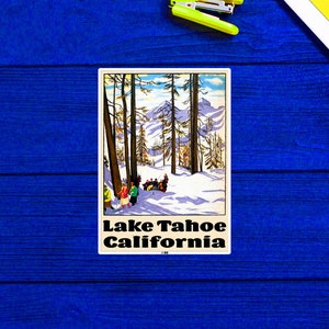 Adesivo decalcomania per sci Lake Tahoe California Nevada 4&quot; in vinile