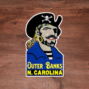 Outer Banks North Carolina Pirate NC Sticker 3.75&quot;