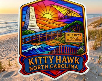 Kitty Hawk North Carolina OBX vinylklistermärke 7,5 cm x 6,3 cm