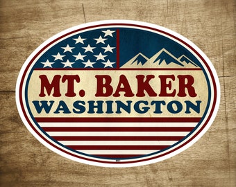 Mount Baker Washington Decal Sticker 3.75" x 2.75" Patriotic Forest Vinyl