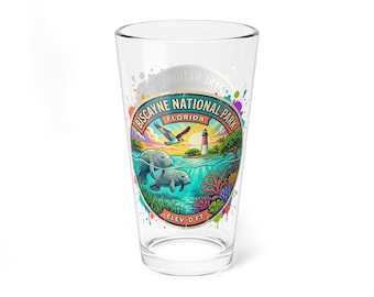 Biscayne National Park Manatee Lighthouse Beer Glass 16oz Drink Cup