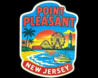 Point Pleasant NJ Boardwalk Vinyl Sticker: Vintage Travel Souvenir New Jersey