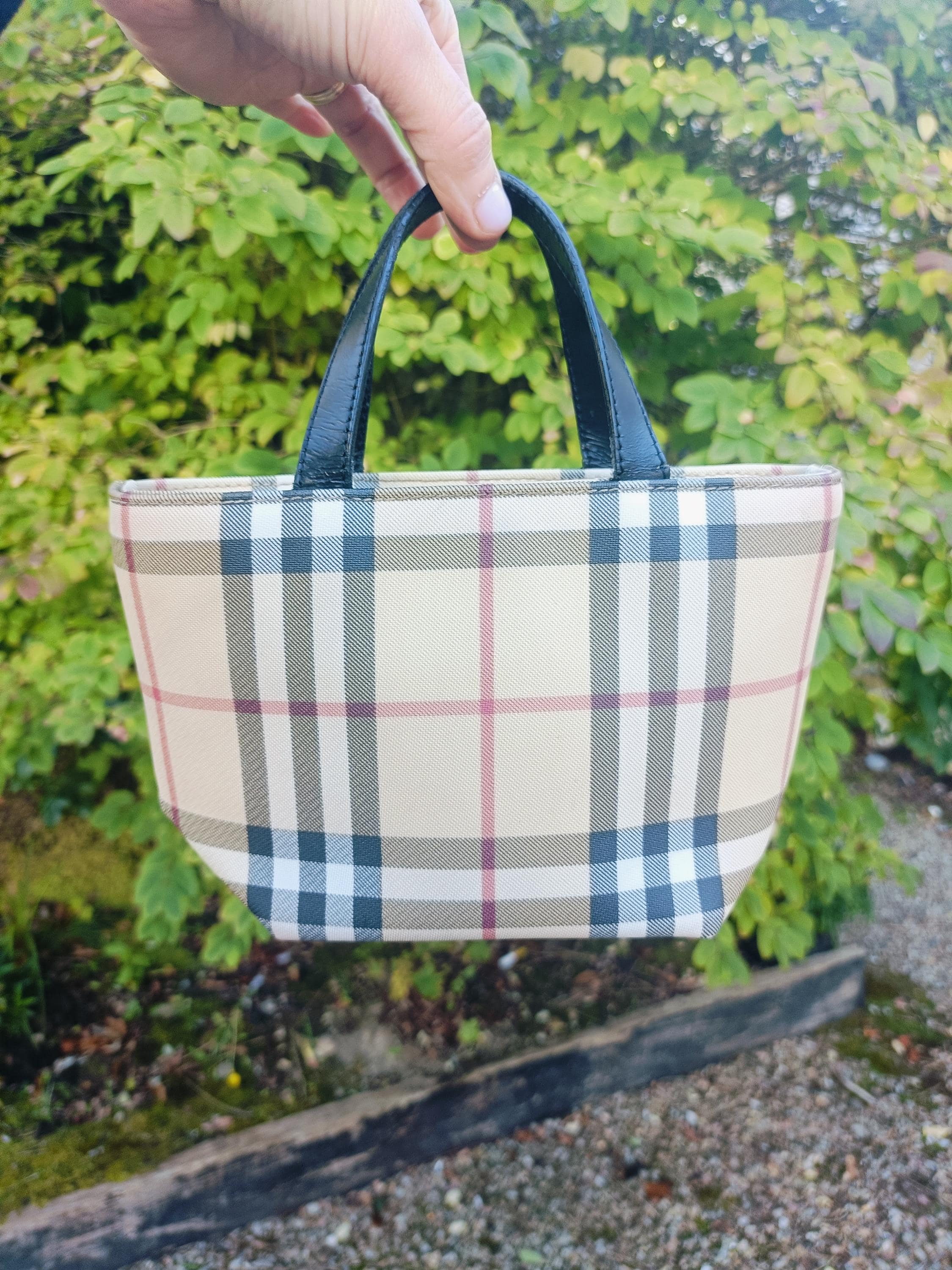 Y2K Burberry Mini Check Prorsum Zip Close Leather Strap