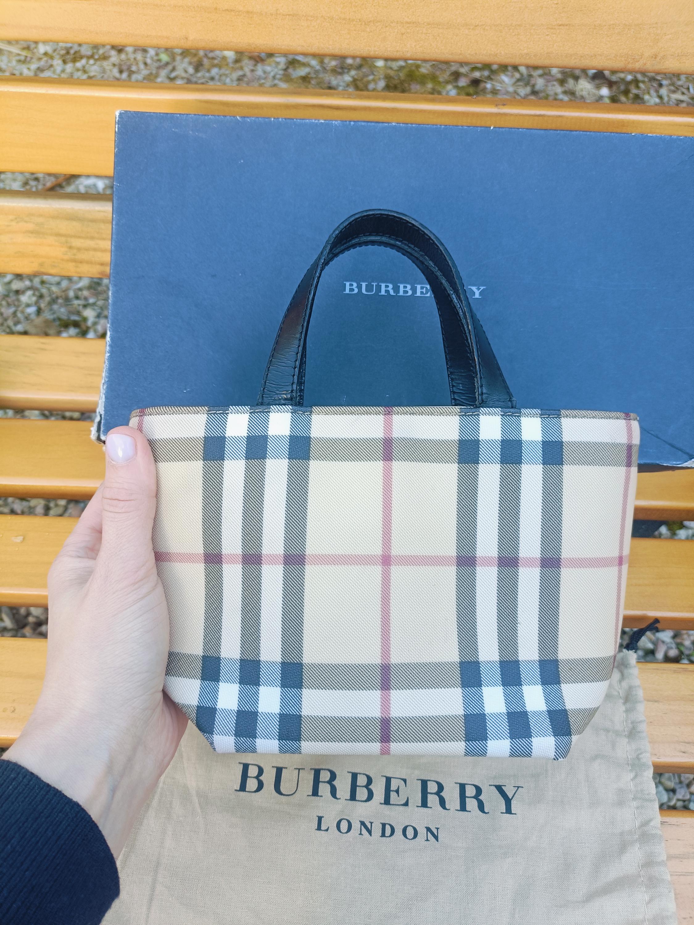 【BURBERRY】BLUE COTTON MINI BAG Y2K Burberry Mini Check Prorsum Zip Close Leather Strap