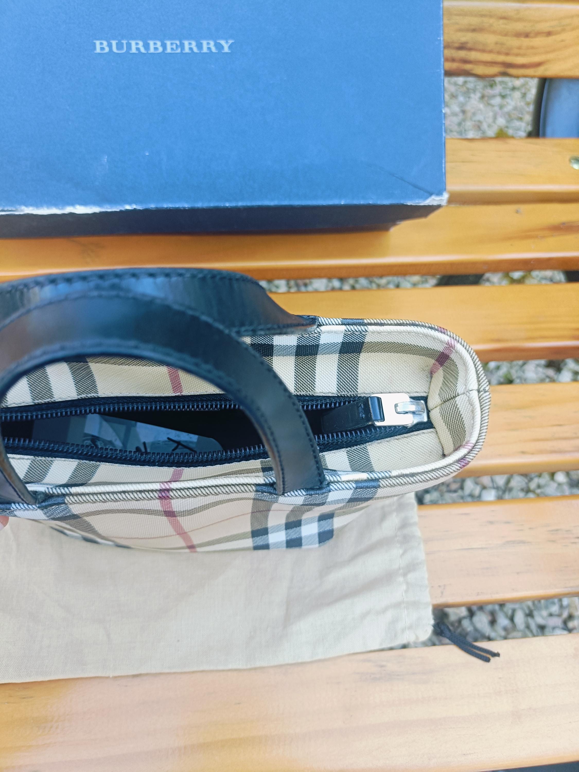 Y2K Burberry Mini Check Prorsum Zip Close Leather Strap
