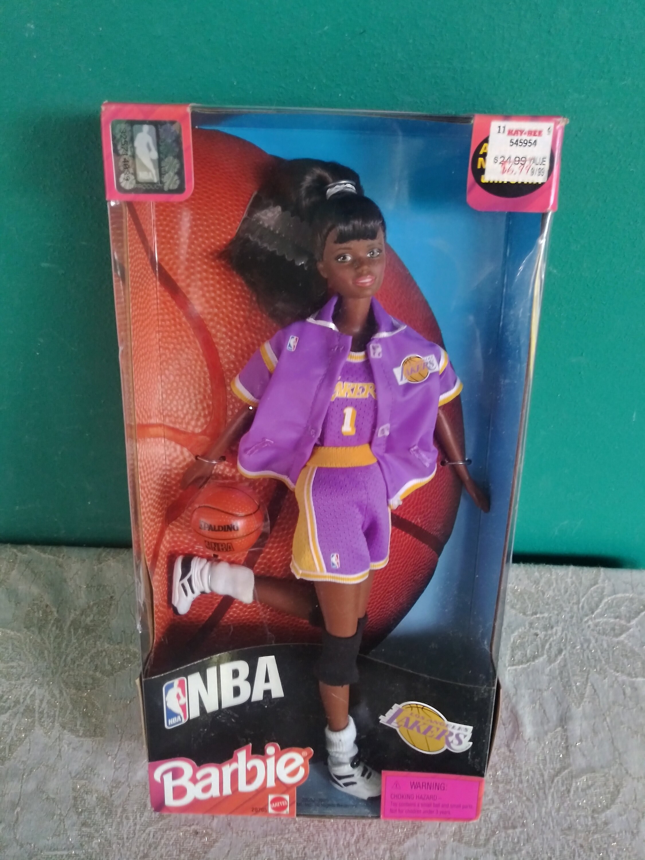 Mattel NBA Los Angeles Lakers African American Basketball Barbie Doll