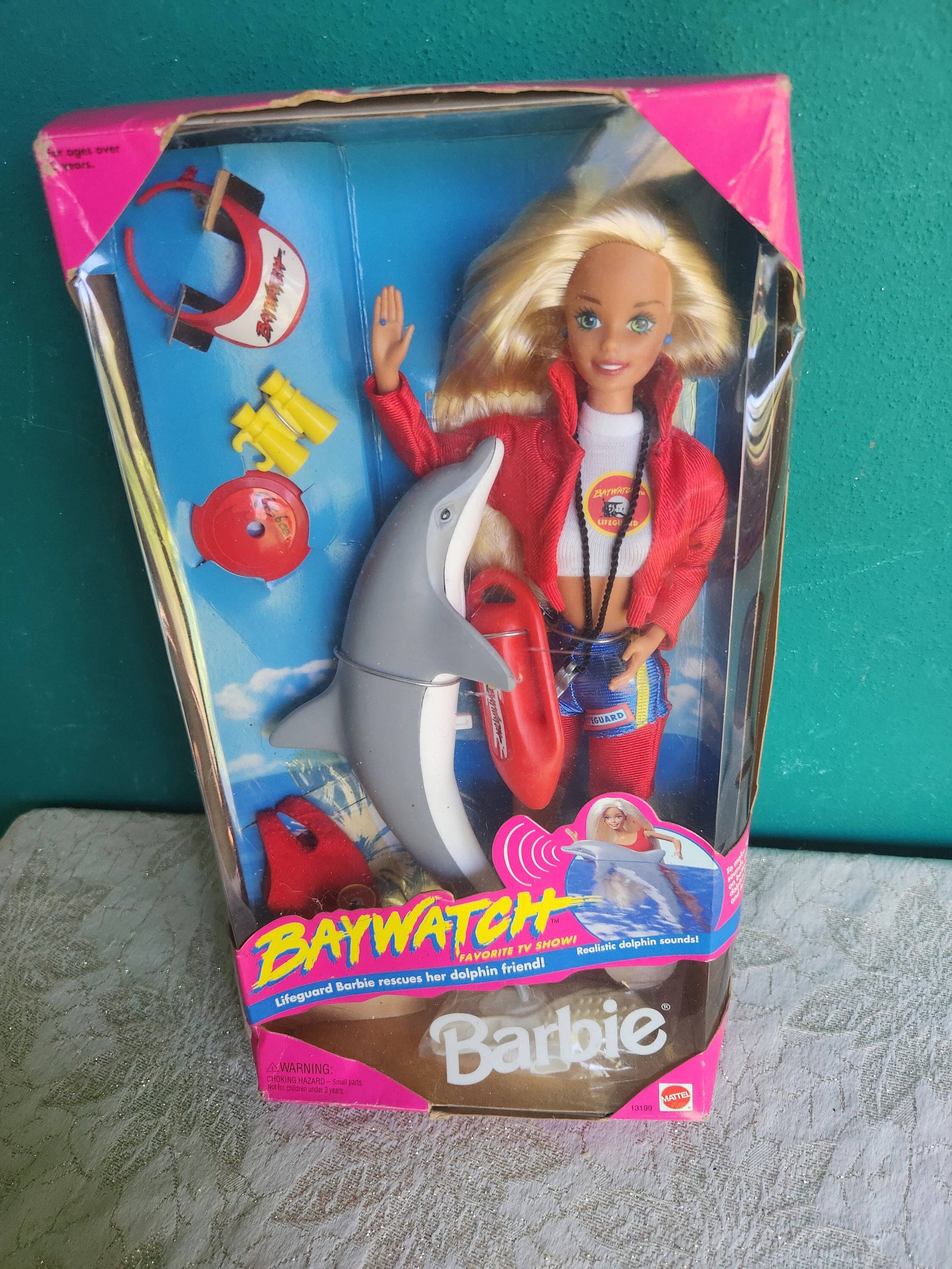 Mattel Baywatch Barbie Doll With Dolphin Vintage UK