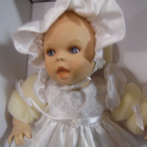 Franklin Mint Christening Girl doll new in package Porcelain Christening Doll