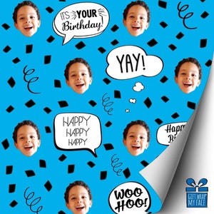 Blue Birthday Confetti Gift Wrap