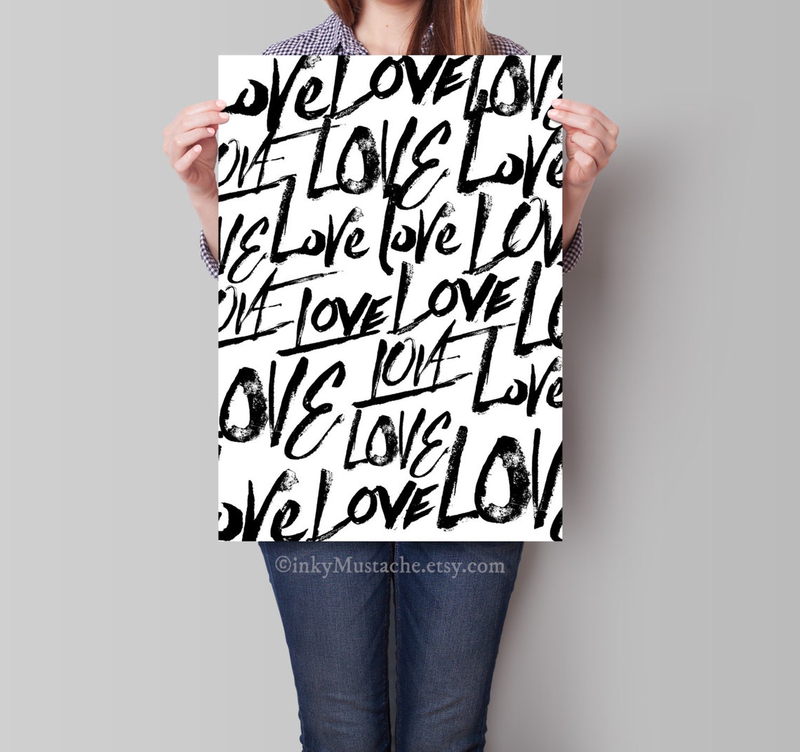 Love Love Love 8x10, Instant Download, Love Art Print, Love Wall Art