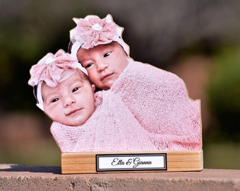 Personalized Photo Cutout Display: Custom Wood Portrait Frame, Mother's Day Gift