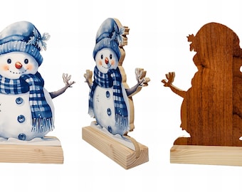 Snowman Statue: Quarter Inch Thick Wood Christmas Ornament