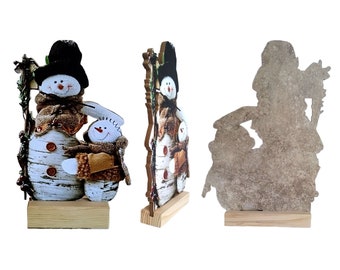 Birch Snowman Statue: Christmas Holiday Decor