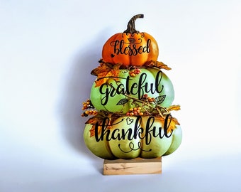 Stacked Pumpkin Decor: Fall Floral Arrangement, Autumn Display
