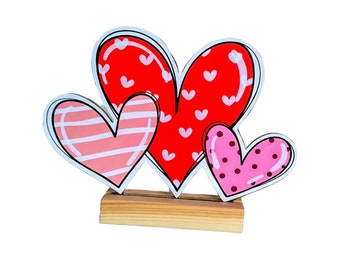 Valentine Heart Display: Quarter Inch Wood Love Statue