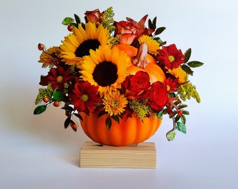 Sunflower Fall Floral Arrangement: Pumpkin Autumn Decor