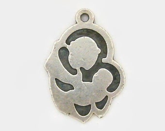 Creed Madonna Mother and Baby Large Sterling Silver Bracelet Charm Vintage