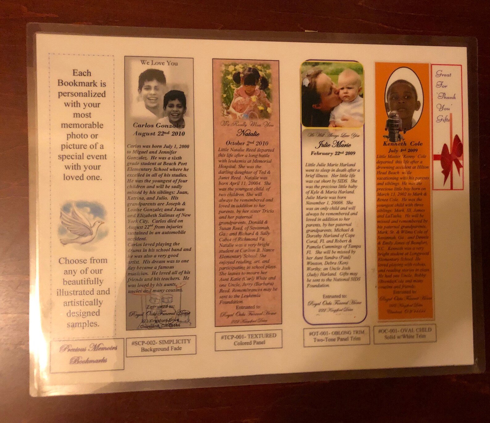 Memorial Bookmarks Etsy