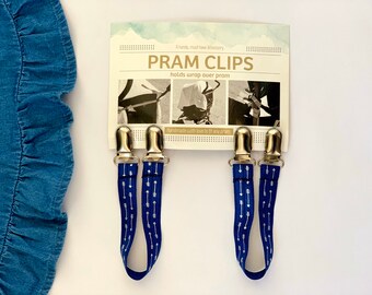 Pram Clips - Navy with Silver Arrows