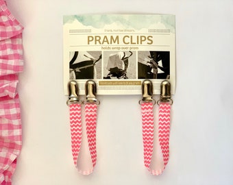 Pram Clips - Pink Chevron