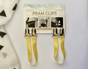 Pram Clips - Yellow Spots