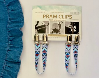 Pram Clips - Blue Aztec